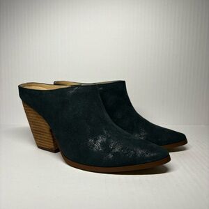 Charles Davis -Women’s Black Suede Mule Heels